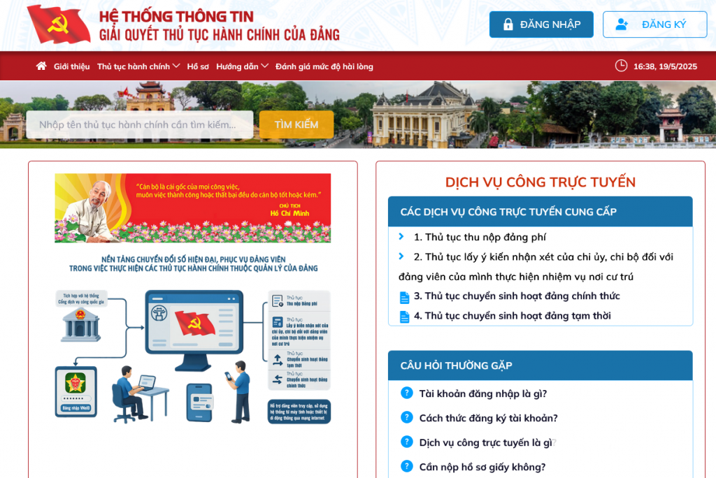 Hà Nội đưa 4 thủ tục hành chính trong Đảng lên Cổng Dịch vụ công quốc gia