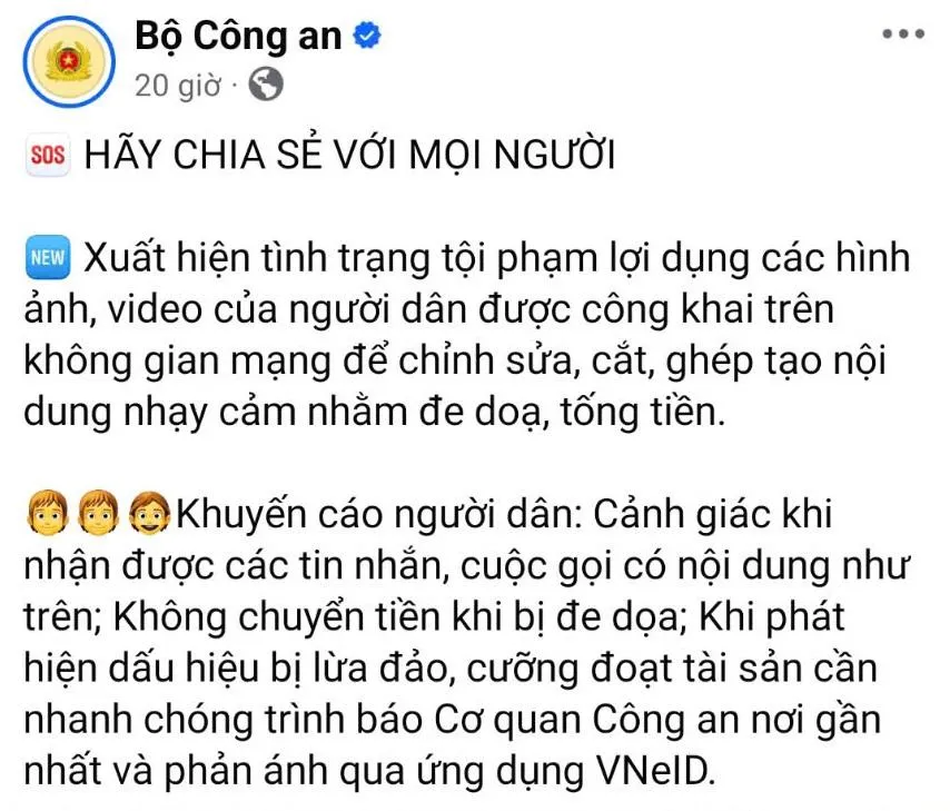 Cảnh báo từ Bộ Công An: Tội phạm lợi dụng hình ảnh cá nhân để tống tiền