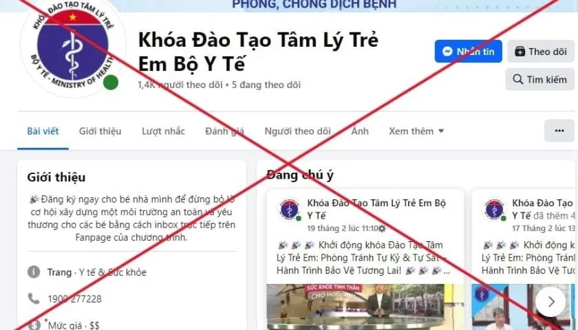 Cảnh báo: Lừa đảo qua Fanpage giả mạo thông tin Bộ Y Tế